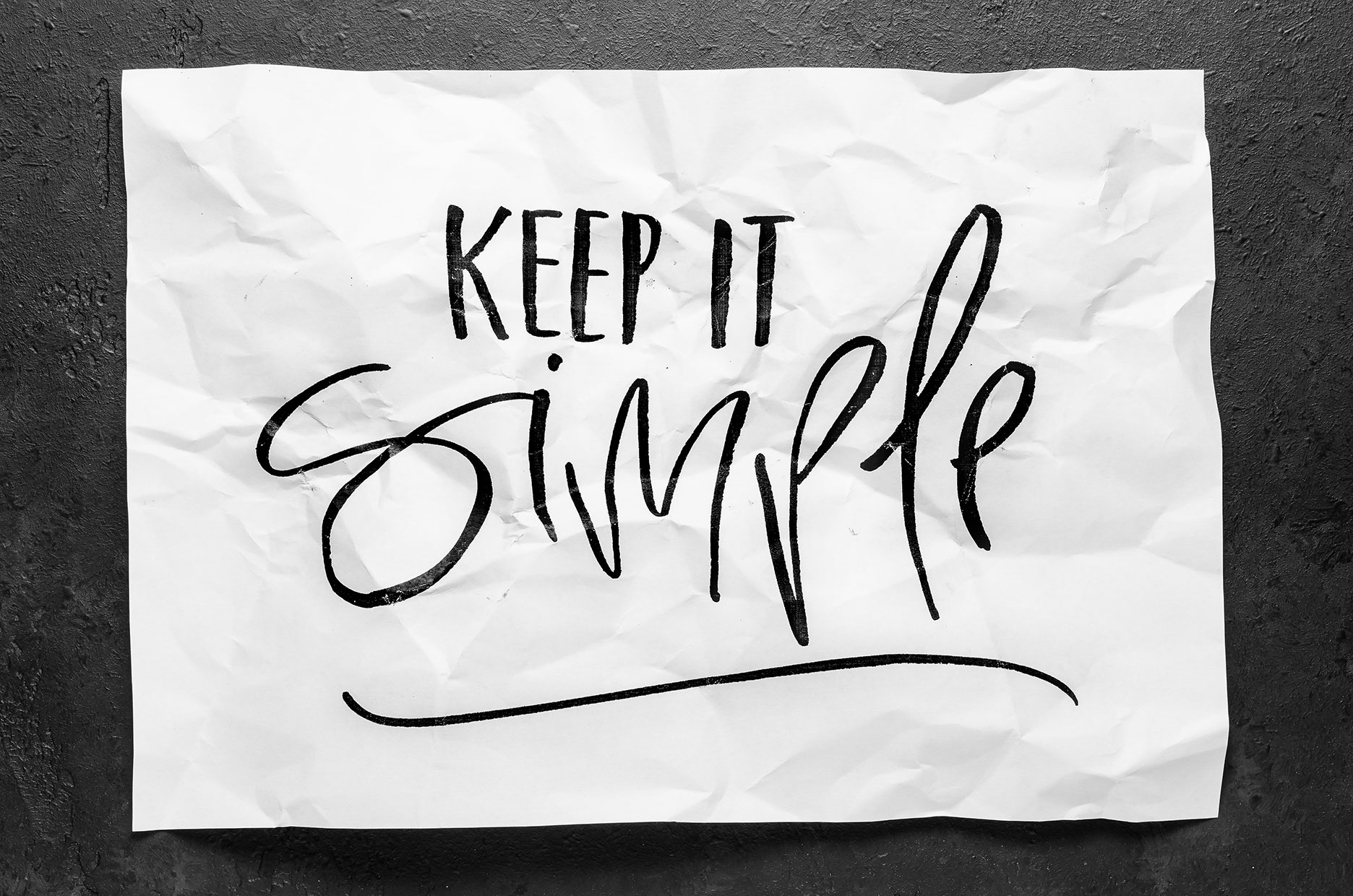Keep it simple written on a page