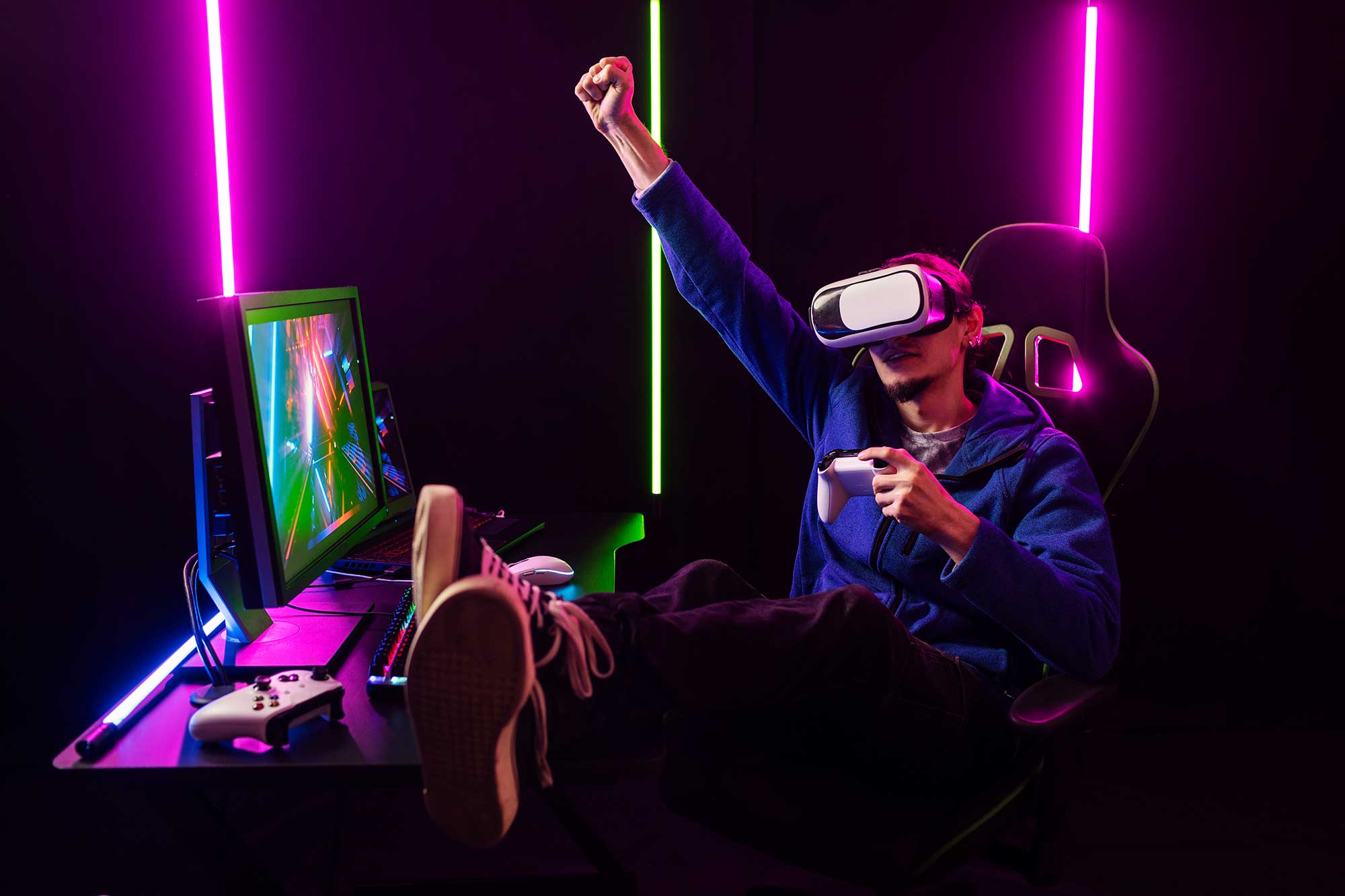 full-shot-gamer-sitting-chair
